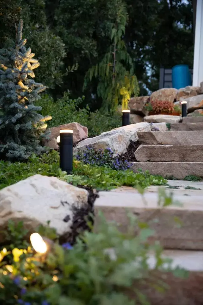 Outdoor audio and lighting along the stairway